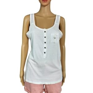 Marks & Spencer White  Buttoned Sleeveless Tank Top